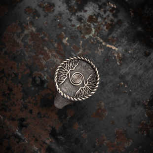 FuGui 生命之树戒指男士潮开口指环复古个性时尚简约原创设计手工