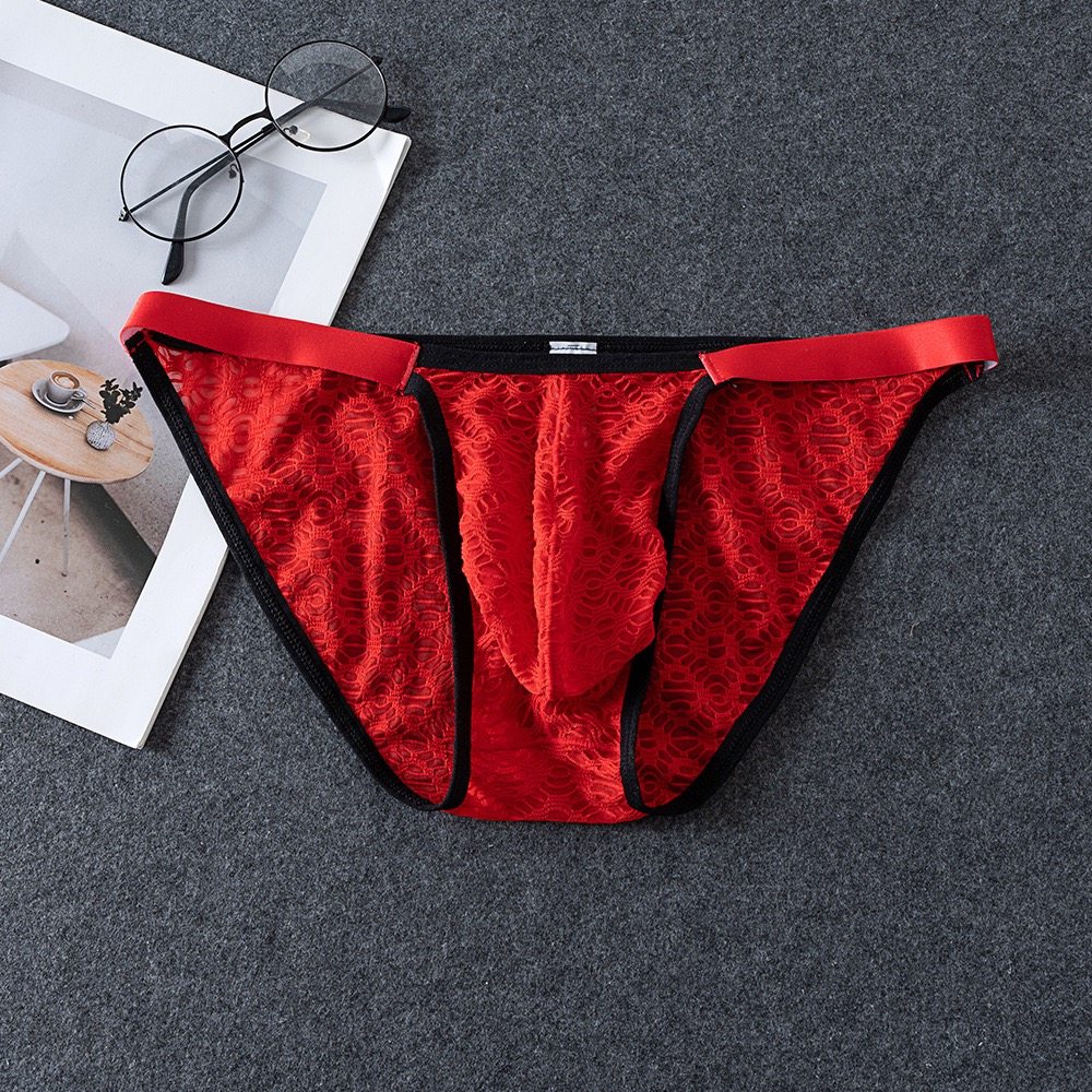 新款男士内裤性感蕾丝透明网纱三角裤头青年男生纯欲风低腰内裤男,女士内衣/男士内衣/家居服,男平角内裤,淘宝优惠券,粉丝福利购,淘宝优惠卷