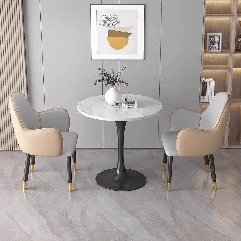 洽谈桌椅组合小户型茶几椅子阳台办公室休息区接待休闲岩板小圆桌