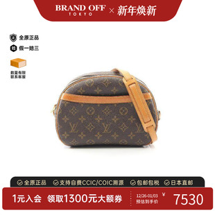 中古LV路易威登女包B级9新Blower苹果包涂层 防水帆布斜挎包棕色