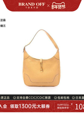 中古Hermes爱马仕女包B级9新trim 35牛皮单肩包黄色