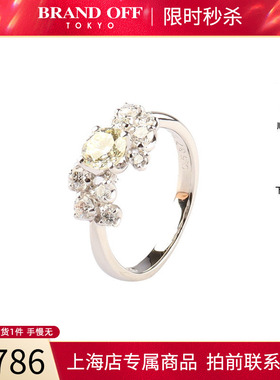 中古「95新」日本进口商品圆形切工黄钻铂金900戒指50号BRANDOFF