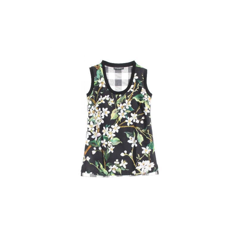 中古Dolce & Gabbana杜嘉班纳女A级95新cut sew针织布棉上衣黑色