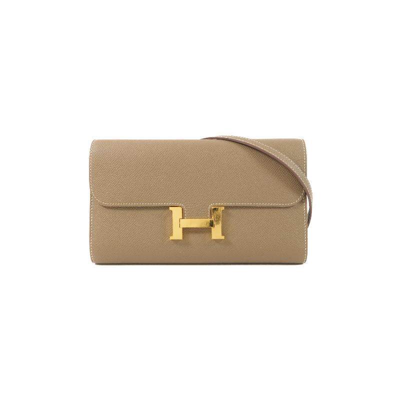 中古Hermes爱马仕女包B级9新Constance康康系列牛皮斜挎包灰色