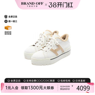 中古Hermes爱马仕女B级9新sneakers运动鞋牛皮鞋白色