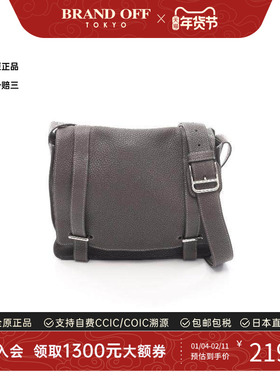 中古Hermes爱马仕男包B级9新Shoulder bag肩包牛皮斜挎包灰色