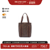 中古LV路易威登男包B级9新Cabas bobourg涂层 防水帆布托特包棕色