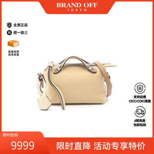 中古Fendi芬迪女包A级95新by way牛皮斜挎包浅褐色BRANDOFF the
