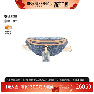 中古LV路易威登女包A级95新body bag随身包牛仔布斜挎包蓝色