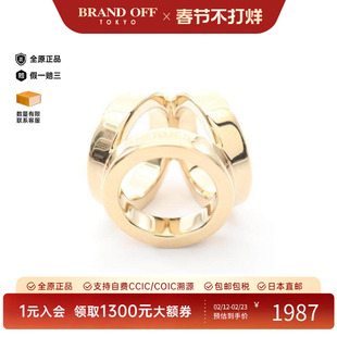 中古Hermes爱马仕女A级95新scarf ring丝巾扣树脂/亚克力其他金色