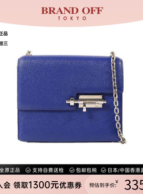 中古Hermes爱马仕女包A级95新Verrou手枪包羊皮单肩包蓝色正品