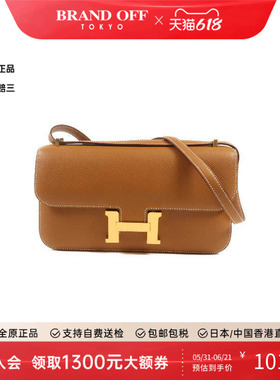 中古Hermes爱马仕女包A级95新Constance康康系列牛皮斜挎包棕色