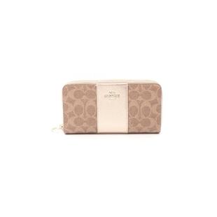 防水帆布长钱包棕色 中古Coach蔻驰女S级99新wallet钱包涂层