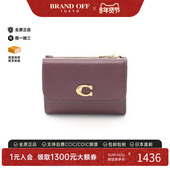 中古Coach蔻驰女S级99新trifold wallet三折钱包牛皮短钱包红色