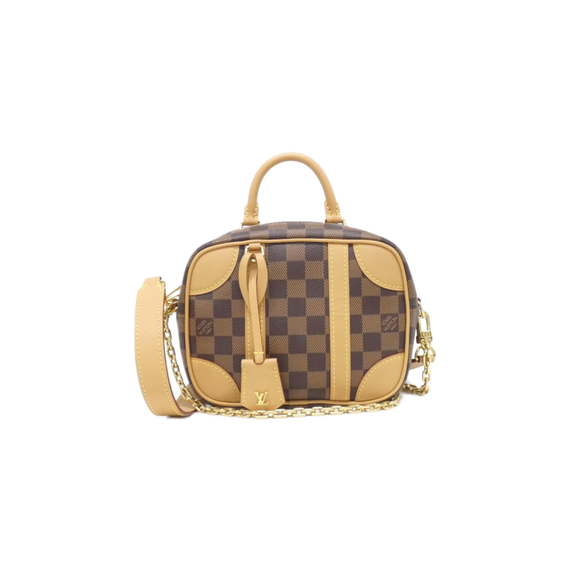 中古LV路易威登女包A级95新Valisette Souple棋盘格手提斜挎包