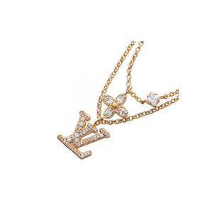 中古LV路易威登女A级95新necklace项链镀金金属项链金色