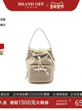 中古Prada普拉达女包A级95新bucket bag水桶包帆布斜挎包浅褐色