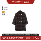 中古Coach蔻驰女B级9新coat风衣外套羊毛外套棕色