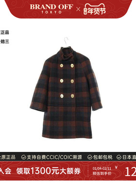 中古Coach蔻驰女B级9新coat风衣外套羊毛外套棕色