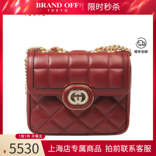 GUCCI古驰勃艮第红牛皮迷你包9新