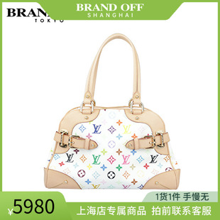 CLAUDIA白色MULTI老花手提包 路易威登 VUITTON SH「9.0新」LOUIS