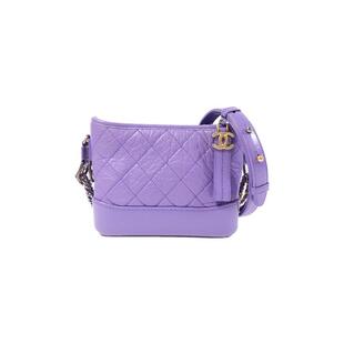中古Chanel香奈儿女包A级95新Gabrielle流浪包牛皮斜挎包紫色