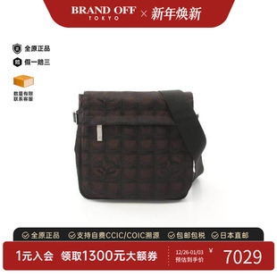 line帆布斜挎包棕色时尚 中古Chanel香奈儿女包A级95新new travel