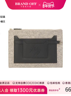 中古Hermes爱马仕女包S级99新Clutch bag手拿包牛皮手拿包灰色