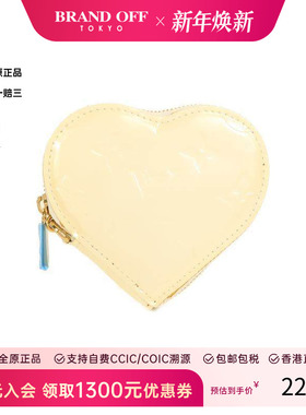 中古LV路易威登女B级9新coin purse零钱包漆皮零钱包浅褐色正品
