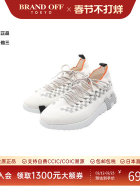 中古Hermes爱马仕女A级95新sneakers运动鞋尼龙鞋白色