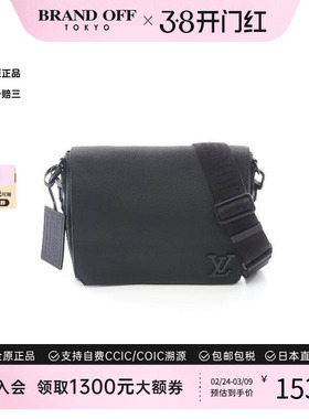 中古LV路易威登男包A级95新Takeoff Messenger牛皮斜挎包黑色