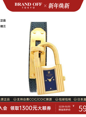 中古Hermes爱马仕女A级95新kelly watch凯利手表镀金金属其他蓝色