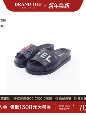 中古Chanel香奈儿女S级99新sandals凉鞋牛皮鞋蓝色时尚BRANDOFF