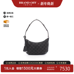 中古Gucci古驰女包A级95新Shoulder bag肩包牛仔布单肩包黑色正品