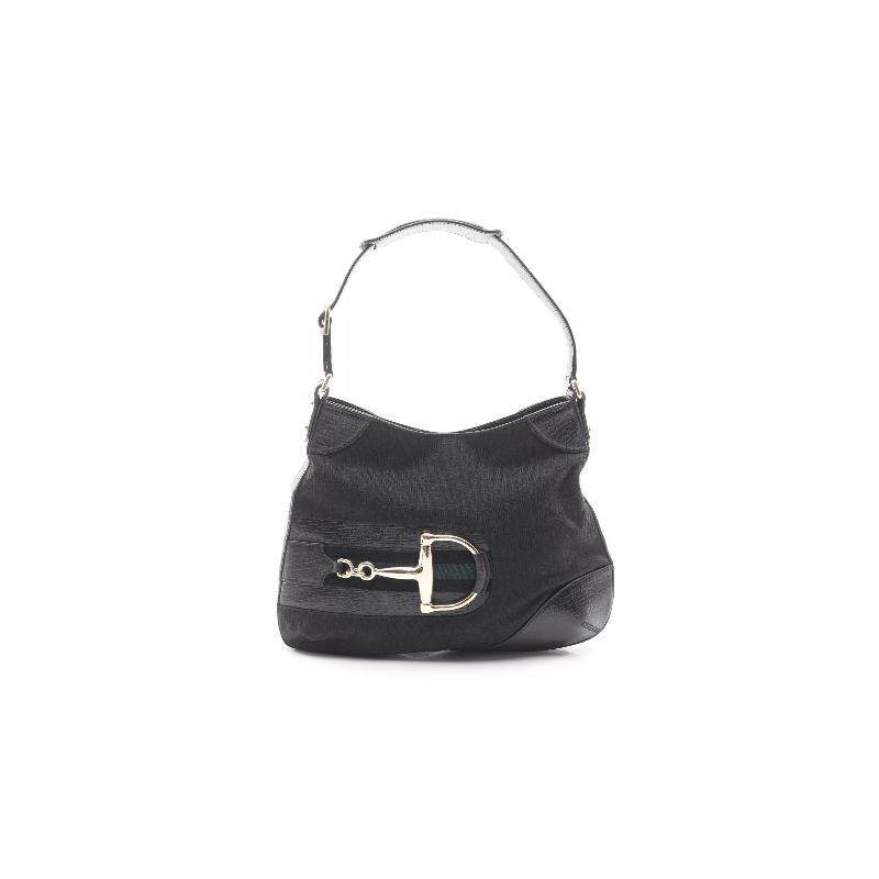 中古Gucci古驰女包A级95新Shoulder bag肩包帆布单肩包黑色
