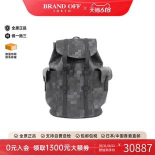 中古LV路易威登男包A级95新Christopher黑色格子双肩包BRANDOFF