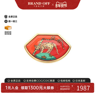 中古Hermes爱马仕女A级95新brooch胸针镀金金属胸针金色