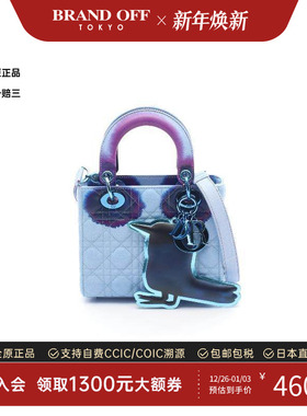 中古Dior迪奥女包A级95新Dior迪奥牛皮斜挎包蓝色高级BRANDOFF