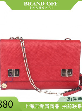 「9新」PRADA普拉达TWIST LOCK红色SAFFIANO CUIR斜挎包二手包包