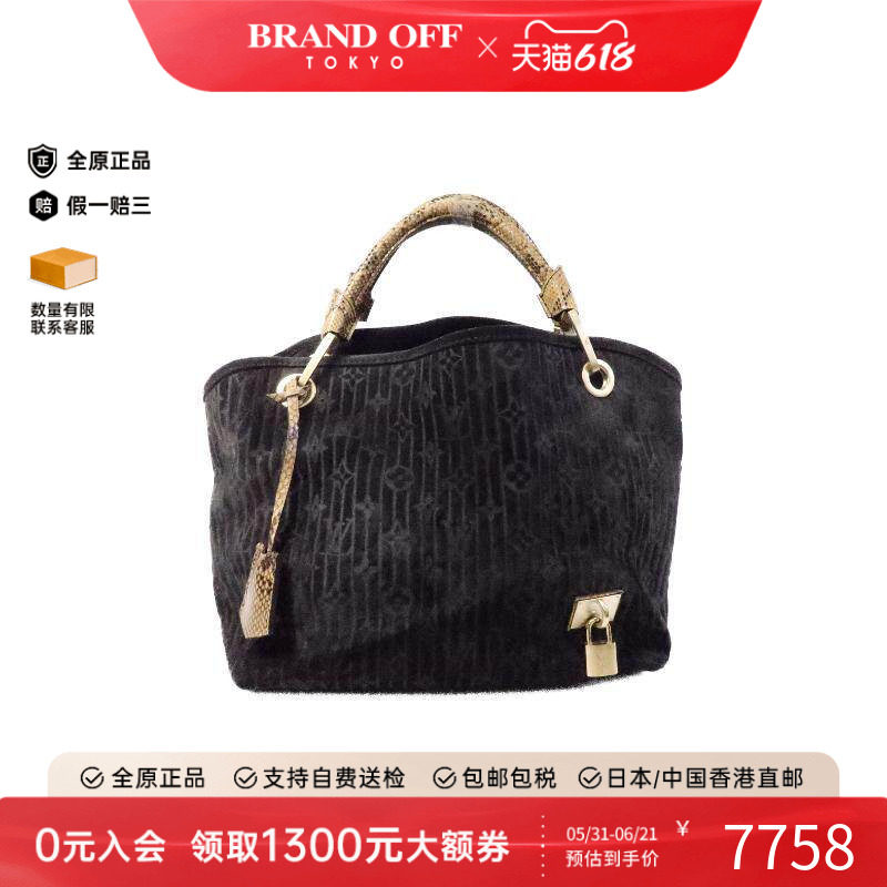 中古LV路易威登女包A级95新Handbag手包天鹅绒手提包黑色