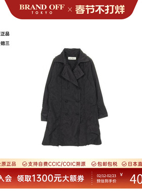 中古Issey Miyake三宅一生女B级9新trench coat风衣尼龙外套黑色