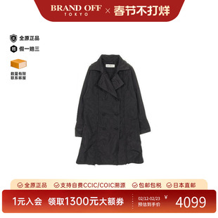 中古Issey Miyake三宅一生女B级9新trench coat风衣尼龙外套黑色