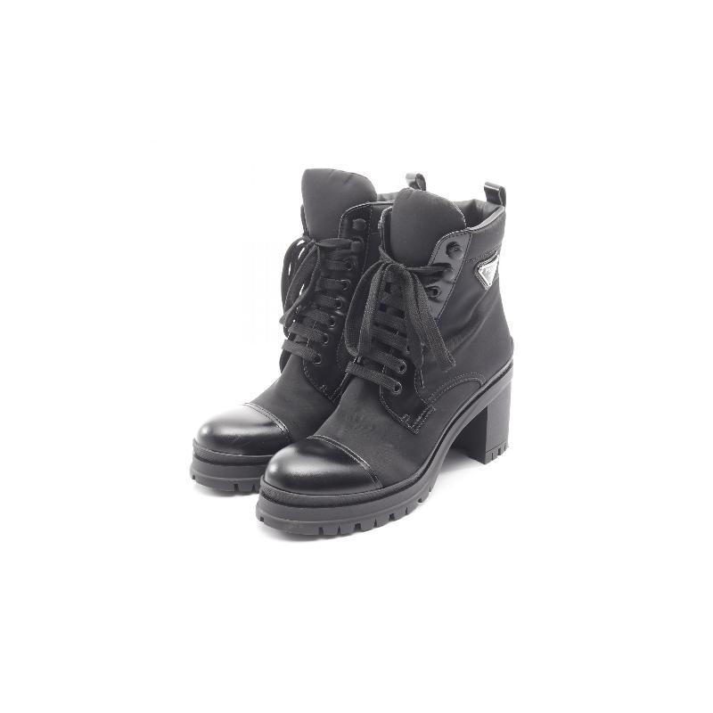 中古Prada普拉达女A级95新boots靴子尼龙鞋黑色经典正品BRANDOFF - 封面