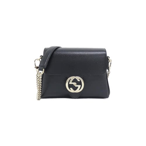 中古GUCCI古驰牛皮斜挎女包
