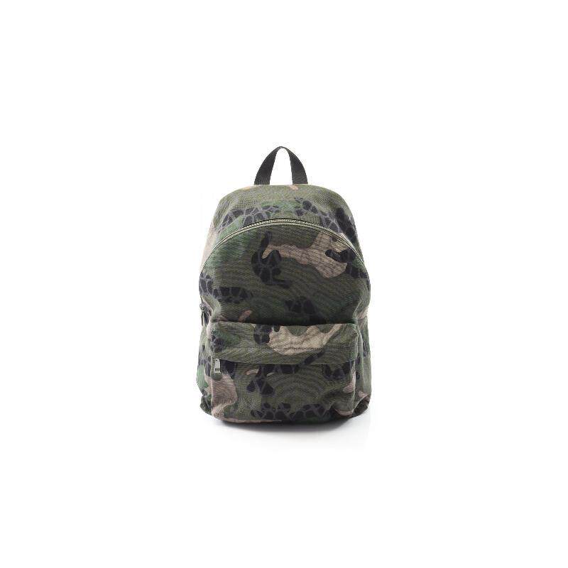 中古Valentino华伦天奴男包S级99新Backpack背包帆布双肩包绿色