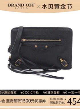 中古Balenciaga巴黎世家女包A级95新pouch黑色牛皮机车包