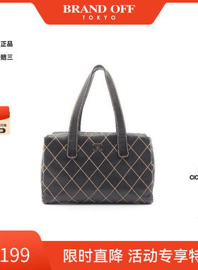 中古Chanel香奈儿女包B级9新wild stitch牛皮托特包黑色BRANDOFF