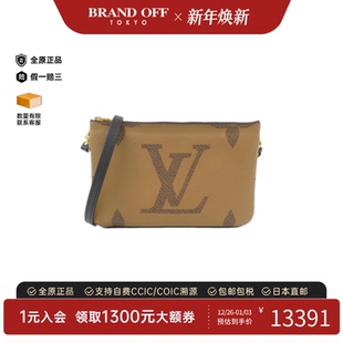 Pochette老花斜挎包正品 中古LV路易威登女包A级95新Double Zip