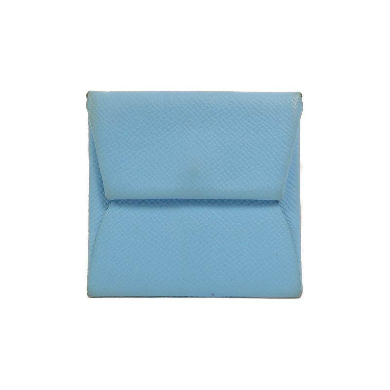 中古Hermes爱马仕女C级85新coin purse零钱包牛皮零钱包蓝色