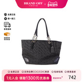 中古Coach蔻驰女包B级9新 Tote Bag托特包帆布托特包黑色
